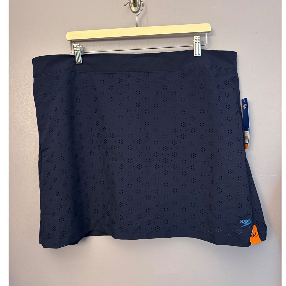 NWT Speedo Skort Blue Eyelet XXL UPF 50 activewear athleisure swim tennis travel